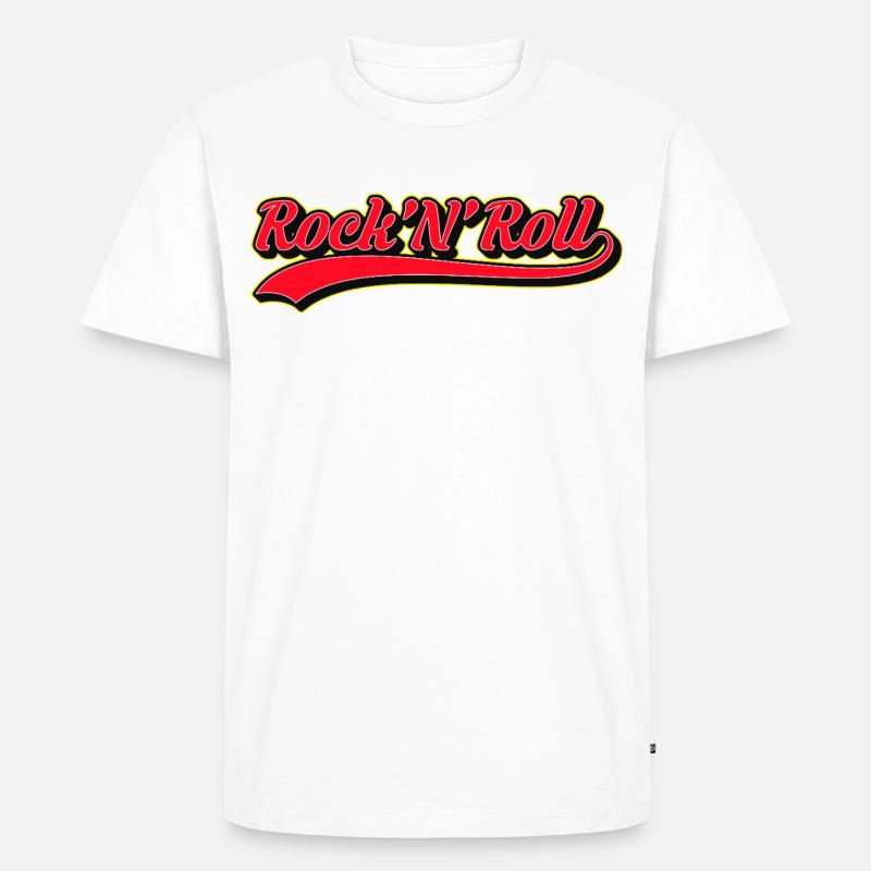 Rock 'N' Roll Retro Script Logo - Maglietta ecologica premium da uomo - bianco