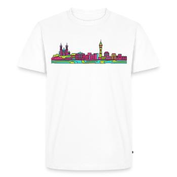 Basilique Skyline de la ville de Lyon Modern Line Art - T-shirt Premium bio Homme - blanc - Devant - Nico (187cm)
