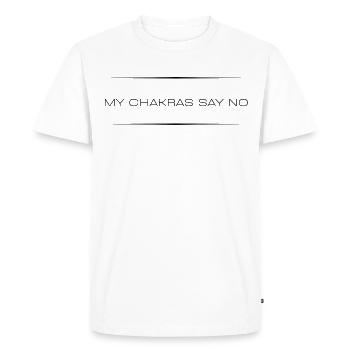 Mes chakras disent non — citation sarcastique - T-shirt Premium bio Homme - blanc - Devant - Nico (187cm)