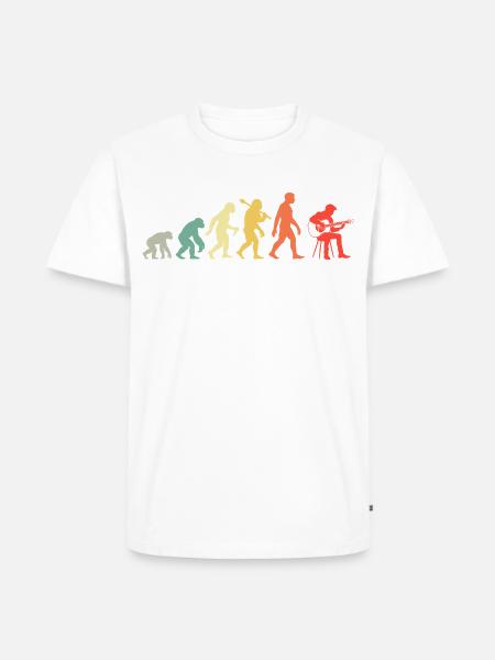 Akustikgitarre Evolution Retro Gitarrenspieler - Männer Premium Bio T-Shirt - Weiß
