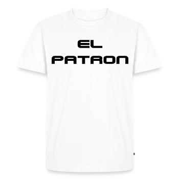 Lettrage El Patron – Diction à la mode - T-shirt Premium bio Homme - blanc - Devant - Nico (187cm)