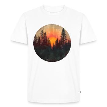 Sunset Forest Silhouette Outdoor Retro 80s Vibe 3 - Men's Premium Organic T-Shirt - white - Front - Nico (187cm)