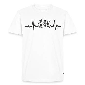 Boombox Radio Ghetto Blaster Music Rhythm Heart - Men's Premium Organic T-Shirt - white - Front - Nico (187cm)