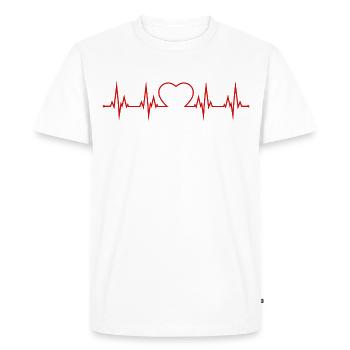 Battement du cœur cardiaque ECG amour cœur - T-shirt Premium bio Homme - blanc - Devant - Nico (187cm)