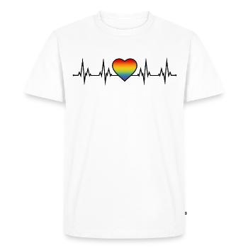 Battement de cœur arc-en-ciel - T-shirt Premium bio Homme - blanc - Devant - Nico (187cm)