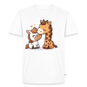 Câlin Cheval Et Girafe Amoureux - T-shirt Premium bio Homme - blanc - Devant - Nico (187cm)