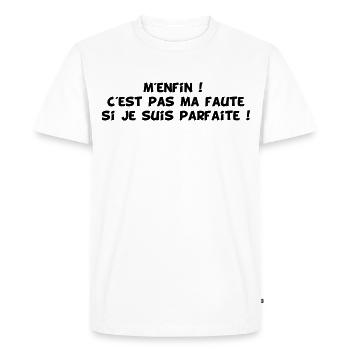 La perfection au féminin (noir) - T-shirt Premium bio Homme - blanc - Devant - Nico (187cm)