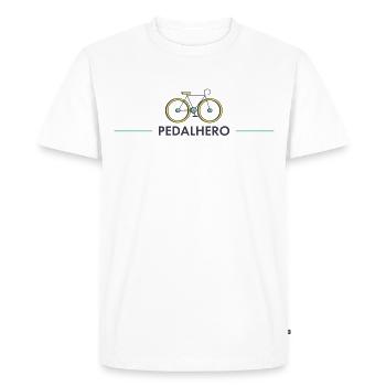 Pedalhero cycliste Vélo VTT - T-shirt Premium bio Homme - blanc - Devant - Nico (187cm)