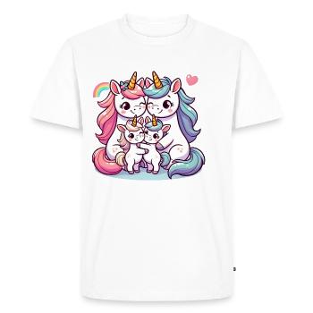 Unicorn Family Mother And Father With Two Children - Men's Premium Organic T-Shirt - white - Front - Nico (187cm)