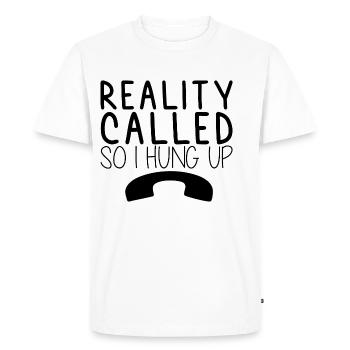 La réalité a appelé So I Hung Up 3 - T-shirt Premium bio Homme - blanc - Devant - Nico (187cm)
