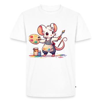 Artiste de souris mignon - T-shirt Premium bio Homme - blanc - Devant - Nico (187cm)