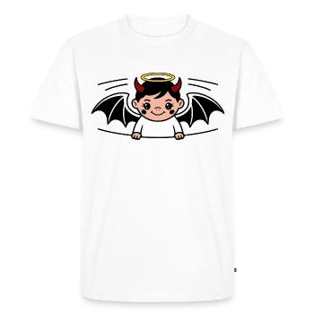 Ange Diable Bébé Enfant Halo Cornes Ailes - T-shirt Premium bio Homme - blanc - Devant - Nico (187cm)