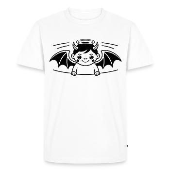 Ange Diable Bébé Enfant Halo Cornes Ailes - T-shirt Premium bio Homme - blanc - Devant - Nico (187cm)