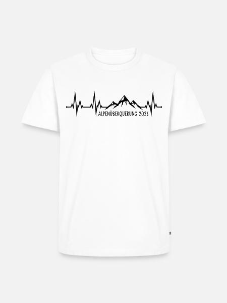 Alpenüberquerung 2026 - Herzschlag Berge Wandern   - Männer Premium Bio T-Shirt - Weiß