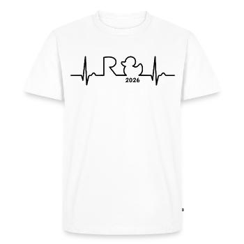 Rente 2026 Une légende prend sa retraite - Heart Curve - T-shirt Premium bio Homme - blanc - Devant - Nico (187cm)