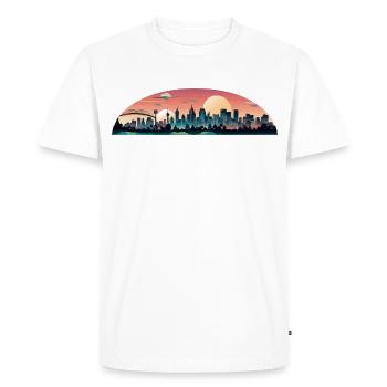 Sunset City Panorama - Men's Premium Organic T-Shirt - white - Front - Nico (187cm)