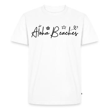Aloha Beaches | Humour Été Plage Typographie - T-shirt Premium bio Homme - blanc - Devant - Nico (187cm)