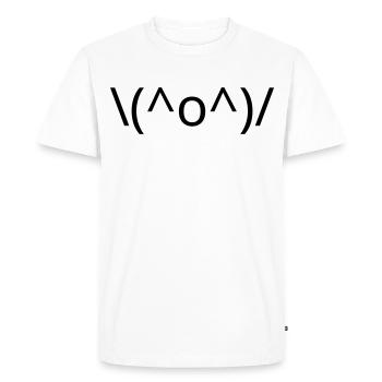 Emote \(^o^)/ de joie, bras levés Kaomoji - T-shirt Premium bio Homme - blanc - Devant - Nico (187cm)