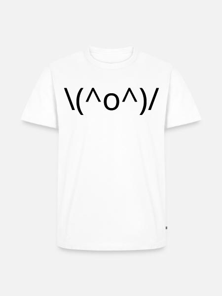 Joy Emote \(^o^)/ Arms Up Kaomoji - Men's Premium Organic T-Shirt - white