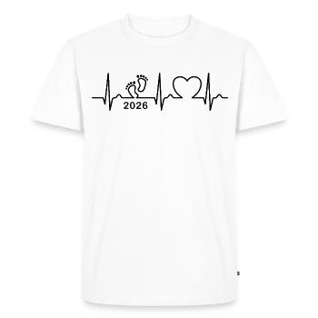 Courbe ECG - Courbe cardiaque - Bébé 2026 - Grossesse - T-shirt Premium bio Homme - blanc - Devant - Nico (187cm)