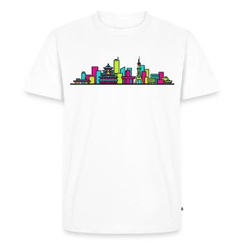 Nagoya City Skyline Castle TV Tower Art - Men's Premium Organic T-Shirt - white - Front - Nico (187cm)