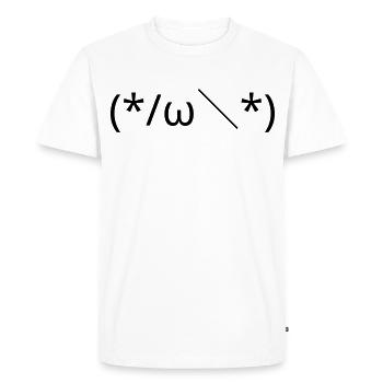 Émotique embarrassée (*/ω\*) Timide Kaomoji - T-shirt Premium bio Homme - blanc - Devant - Nico (187cm)