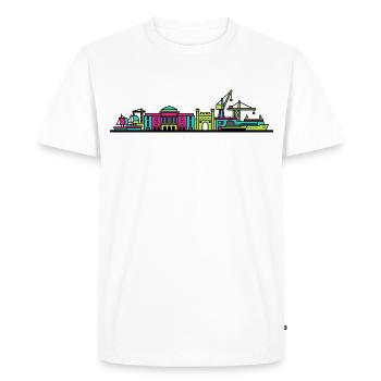 Milton Keynes City Skyline Xscape Modern Line Art - Men's Premium Organic T-Shirt - white - Front - Nico (187cm)