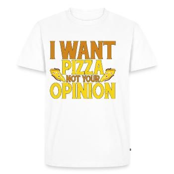 Je veux de la pizza, pas votre opinion 2 - T-shirt Premium bio Homme - blanc - Devant - Nico (187cm)