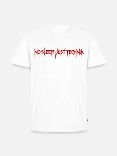 Techno Rave – No Sleep Just Techno - Männer Premium Bio T-Shirt - Weiß