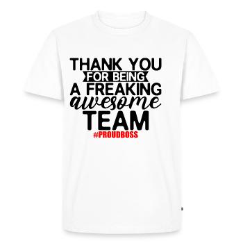 Merci d’être une équipe géniale 2 - T-shirt Premium bio Homme - blanc - Devant - Nico (187cm)