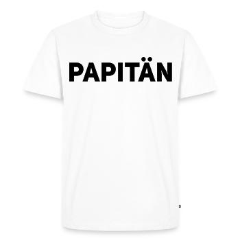 Papitän Funny Pun Capitaine Papa Ancre - T-shirt Premium bio Homme - blanc - Devant - Nico (187cm)