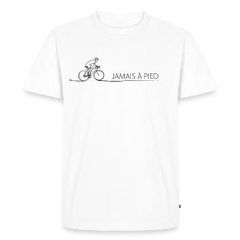Jamais à pied Vélo Dire Cyclisme - T-shirt Premium bio Homme - blanc - Devant - Nico (187cm)