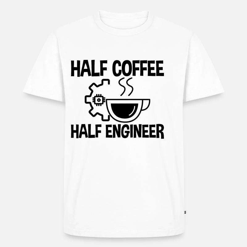 Half Coffee Half Engineer 2 - Männer Premium Bio T-Shirt - Weiß