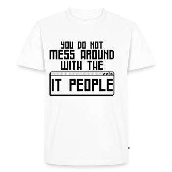 Vous ne plaisantez pas avec les gens de l’informatique 4 - T-shirt Premium bio Homme - blanc - Devant - Nico (187cm)