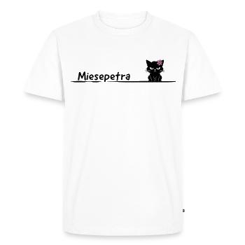 Miesepetra – Drôle de chat Jeu de mots Petra - T-shirt Premium bio Homme - blanc - Devant - Nico (187cm)