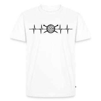 Tricoter Battement de cœur tricoté - T-shirt Premium bio Homme - blanc - Devant - Nico (187cm)