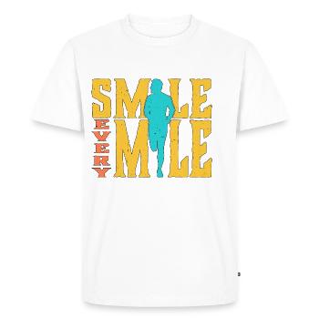 Smile Every Mile 5 - Men's Premium Organic T-Shirt - white - Front - Nico (187cm)