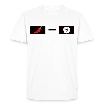 Fiery chili pepper with sheep design - Men's Premium Organic T-Shirt - white - Front - Nico (187cm)