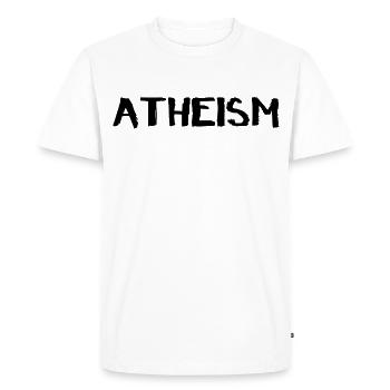 ATHEISM – Lettrage pinceau moderne - T-shirt Premium bio Homme - blanc - Devant - Nico (187cm)