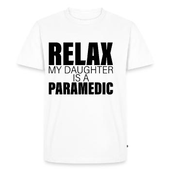 Relax My Daughter Is A Paramedic - Men's Premium Organic T-Shirt - white - Front - Nico (187cm)