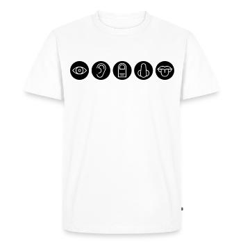 Cinq sens, organes sensoriels - T-shirt Premium bio Homme - blanc - Devant - Nico (187cm)