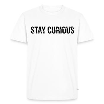 stay curious - Men's Premium Organic T-Shirt - white - Front - Nico (187cm)