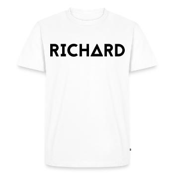 Prénom Richard - T-shirt Premium bio Homme - blanc - Devant - Nico (187cm)