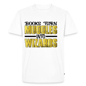 Books Turn Muggles Into Wizards 2 - Men's Premium Organic T-Shirt - white - Front - Nico (187cm)