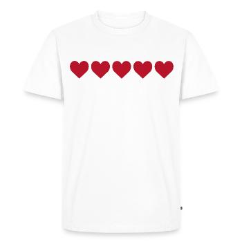 Cœurs rouges en motif minimaliste - T-shirt Premium bio Homme - blanc - Devant - Nico (187cm)