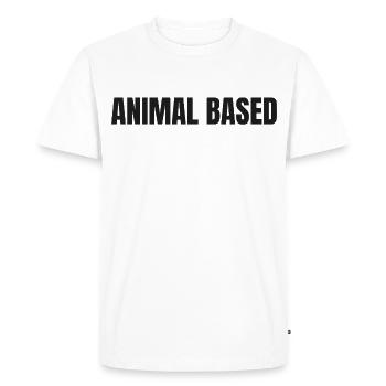 À BASE ANIMALE | Carnivore | Mode de vie ancestral - T-shirt Premium bio Homme - blanc - Devant - Nico (187cm)