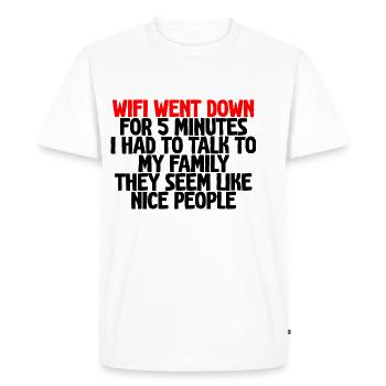 Le wifi est tombé en panne pendant 5 minutes - T-shirt Premium bio Homme - blanc - Devant - Nico (187cm)