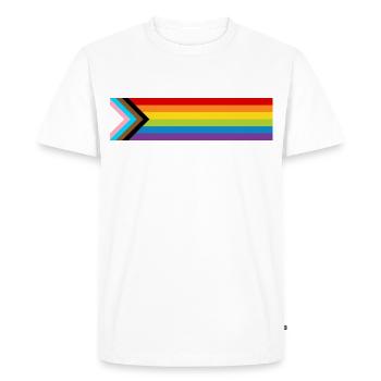 Drapeau de la fierté LGBTQ + Nouveau drapeau de progrès arc-en-ciel - T-shirt Premium bio Homme - blanc - Devant - Nico (187cm)