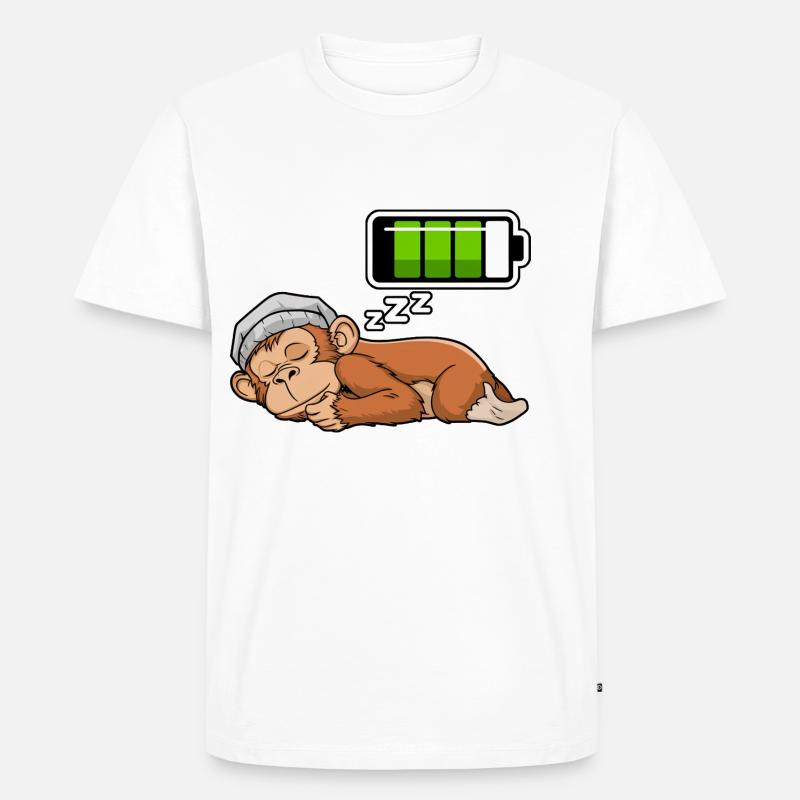 Monkey Sleeping Recharging Night Bedtime - Männer Premium Bio T-Shirt - Weiß