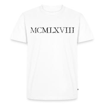 MCMLXVIII (Vintage) Jahrgang 1968 Geburtstag - Männer Premium Bio T-Shirt - Weiß - Vorne - Nico (187cm)